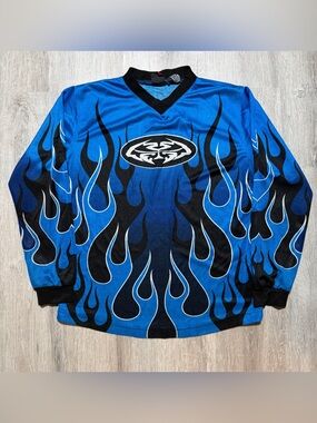 MT Blue and Black Motocross Jersey with Red Patch
